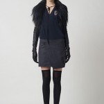 PF11_Look 12 Navy crepe de chine easy blouse with black Tibetan goat wrap harness