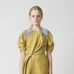 Pre-Fall Thoughts Gold lightweight ottoman draped cocktail dress with sleeves and crystal epaulettes