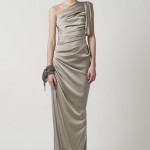 PF11_Look 23 Stone washed silk one-shoulder gown with draped shoulder