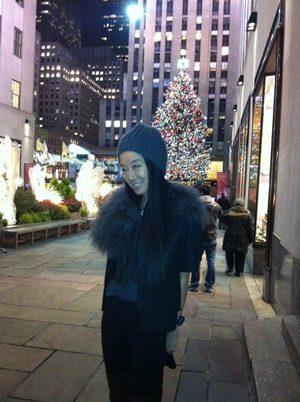 At Rockefeller Center last week in front of the famous tree