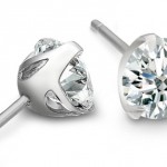 Platinum and diamond stud earrings by Michael Bondanza