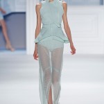 Mint super piqué tailored vest with double layer drawstring peplum over mint silk chiffon tank & mint eyelet drawstring sheer maxi skirt