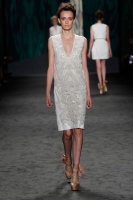 Look 7: White soutache embroidered sleeveless v-neck shift | Photography: Dan Lecca